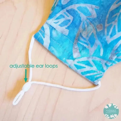 Antimicrobial 3d face mask + adjustable loops ~ blue lagoon