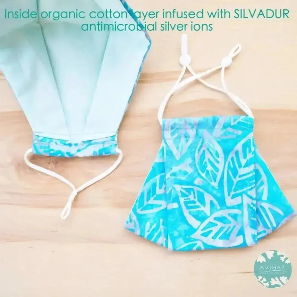 Antimicrobial 3d face mask + adjustable loops ~ blue lagoon