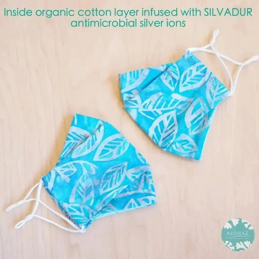 Antimicrobial 3d face mask + adjustable loops ~ blue lagoon