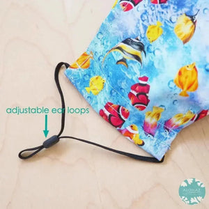 Antimicrobial 3d face mask + adjustable loops ~ blue tide pool