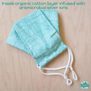 Antimicrobial 3d face mask + adjustable loops ~ green chambray