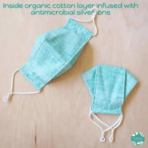 Antimicrobial 3d face mask + adjustable loops ~ green chambray