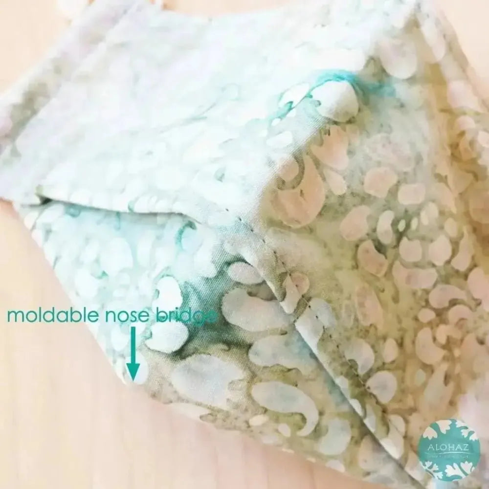 Antimicrobial 3d face mask + adjustable loops ~ green eden