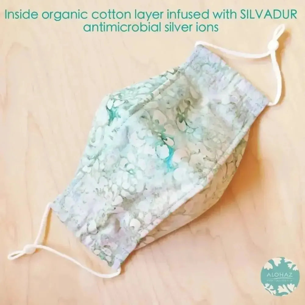 Antimicrobial 3d face mask + adjustable loops ~ green eden