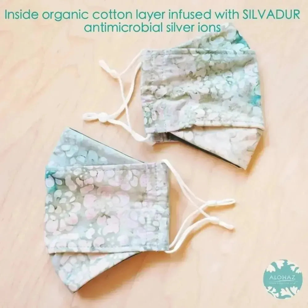 Antimicrobial 3d face mask + adjustable loops ~ green eden