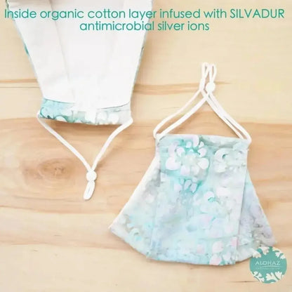 Antimicrobial 3d face mask + adjustable loops ~ green eden