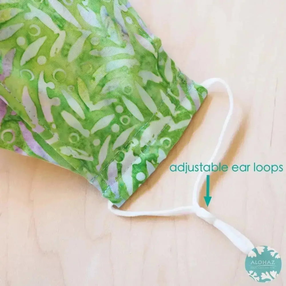 Antimicrobial 3d face mask + adjustable loops ~ green grass