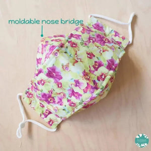 Antimicrobial 3d face mask + adjustable loops ~ green orchid lover