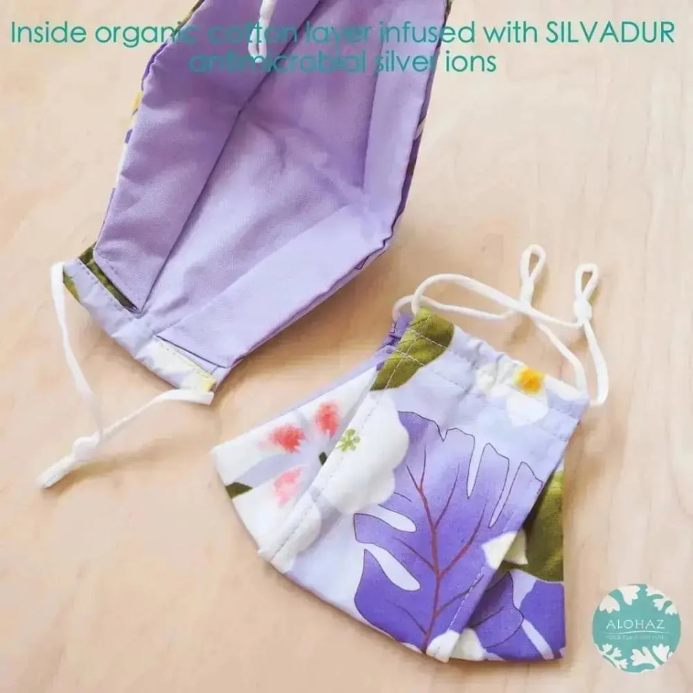 Antimicrobial 3d face mask + adjustable loops ~ lavender oasis
