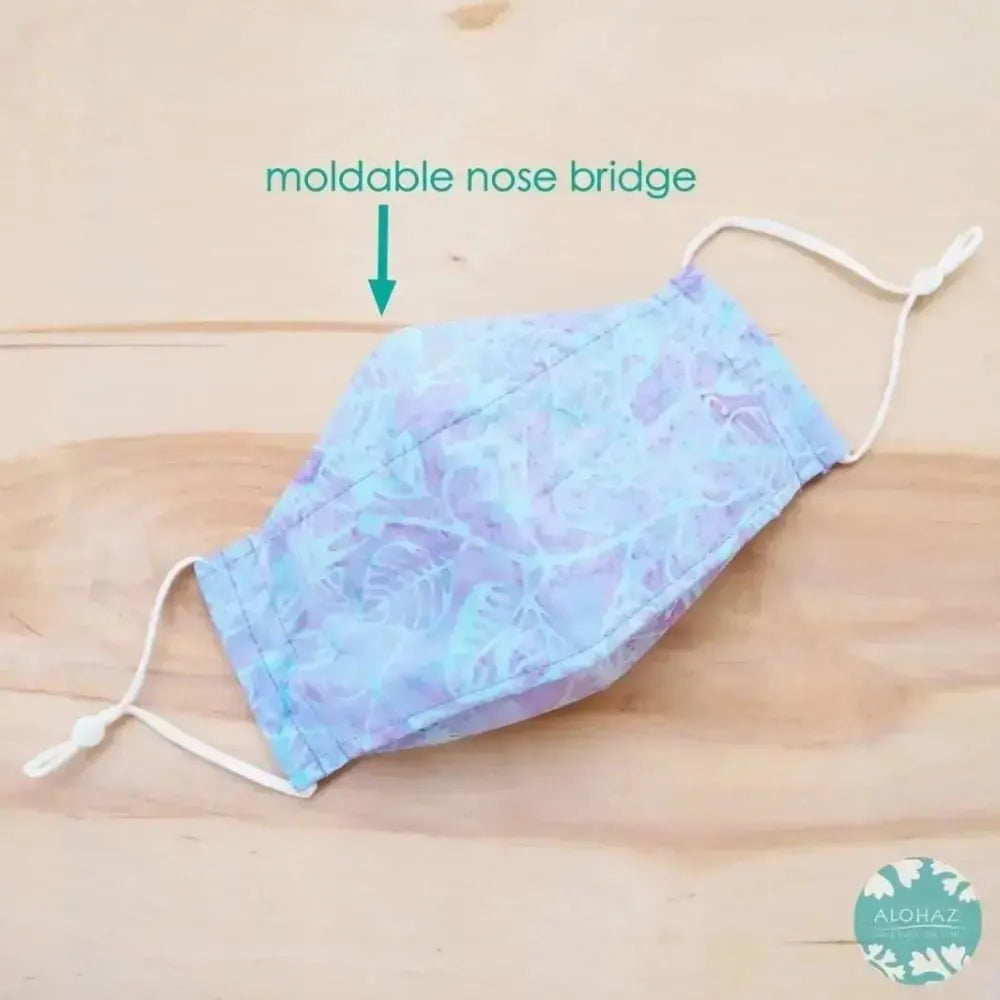 Antimicrobial 3d face mask + adjustable loops ~ lavender