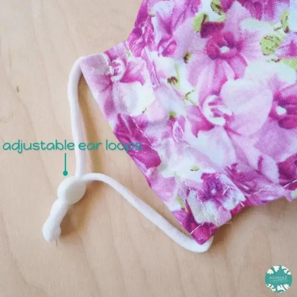 Antimicrobial 3d face mask + adjustable loops ~ lilac orchid lover