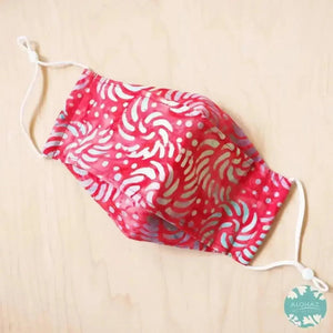 Antimicrobial 3d face mask + adjustable loops ~ red kilauea