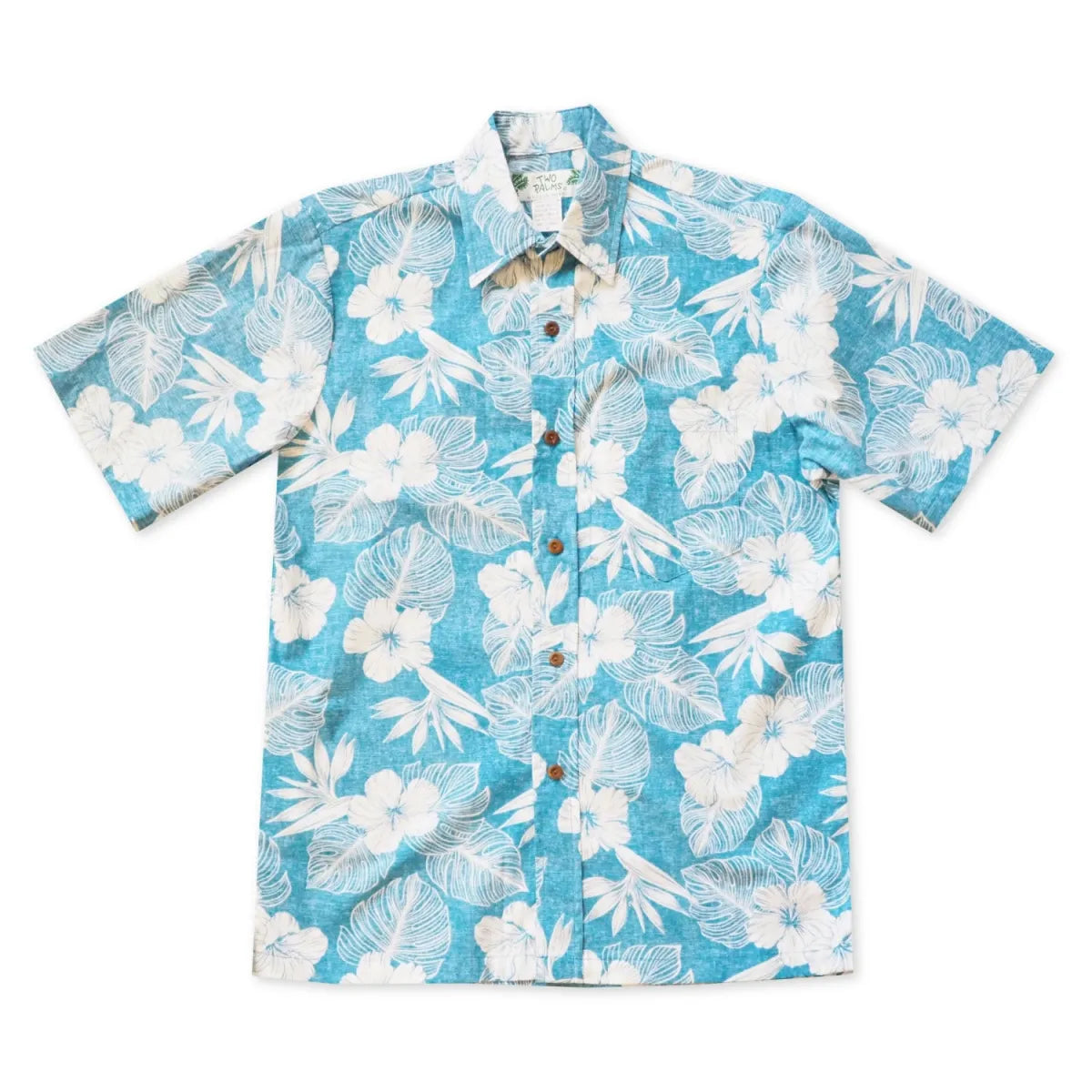 Aqua moonlight reverse print hawaiian cotton shirt