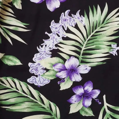 Atoll black hawaiian rayon fabric - alohaz