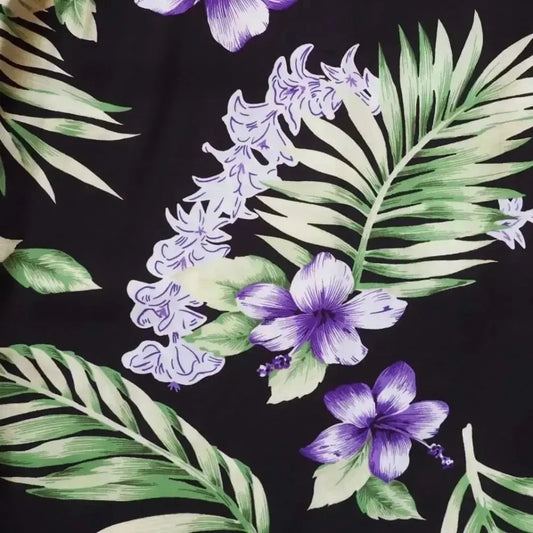 Atoll black hawaiian rayon fabric - alohaz
