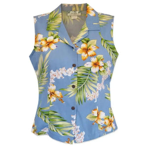 Atoll blue hawaiian lady sleeveless blouse