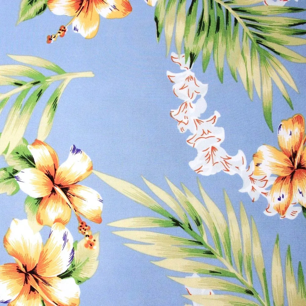 Atoll blue hawaiian rayon fabric