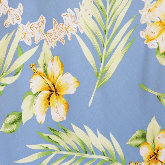 Atoll blue hawaiian rayon fabric - alohaz
