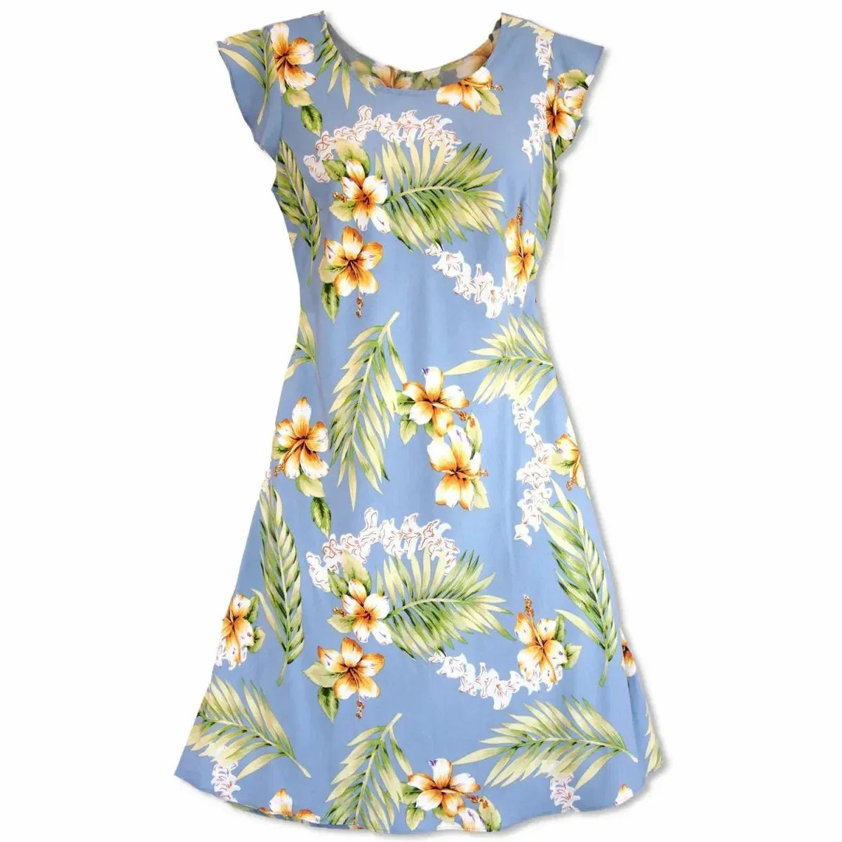 Atoll blue hawaiian xoxo short dress - alohaz