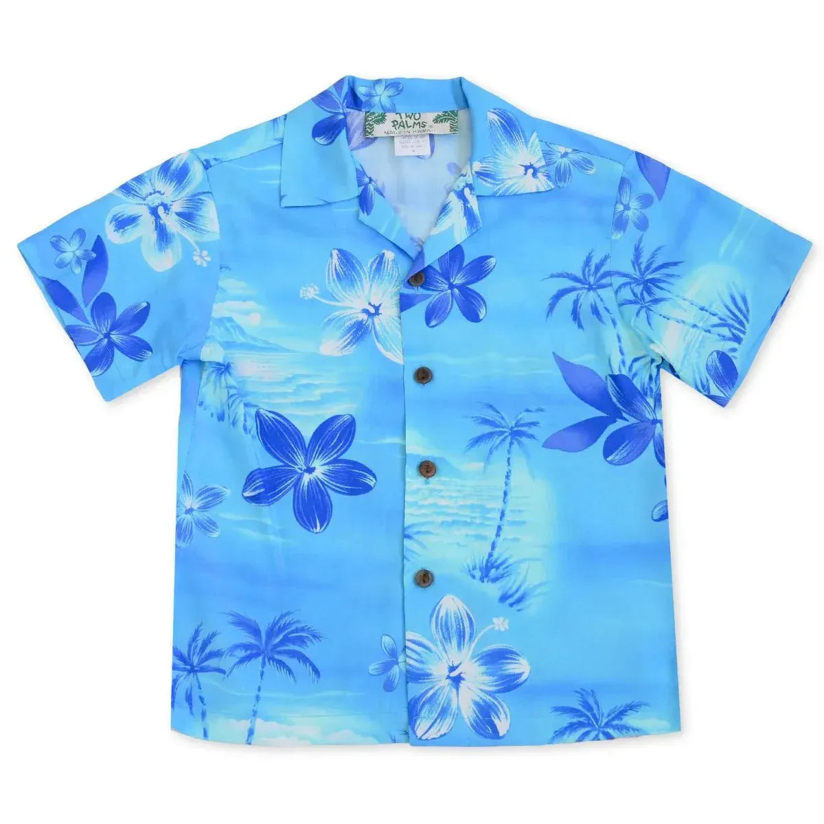 Aurora blue hawaiian boy shirt - alohaz