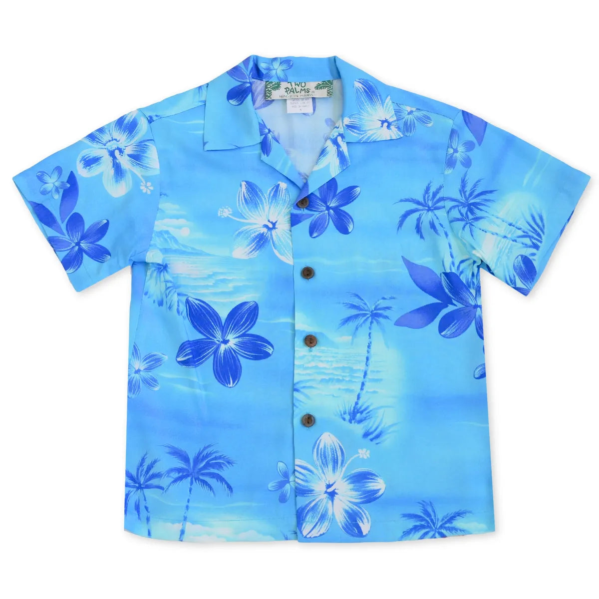Aurora blue hawaiian boy shirt