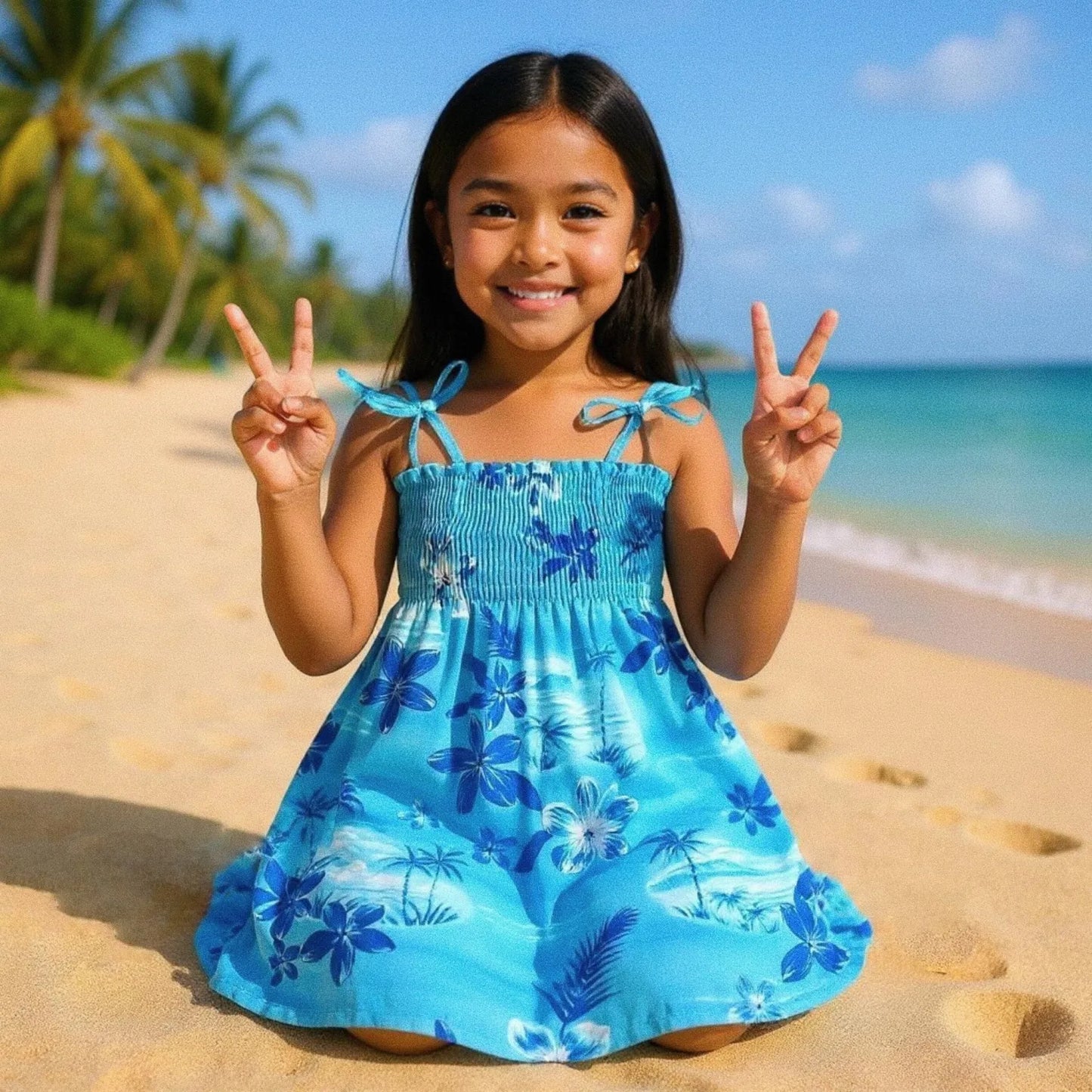 Aurora blue hawaiian girl sunkiss dress - alohaz