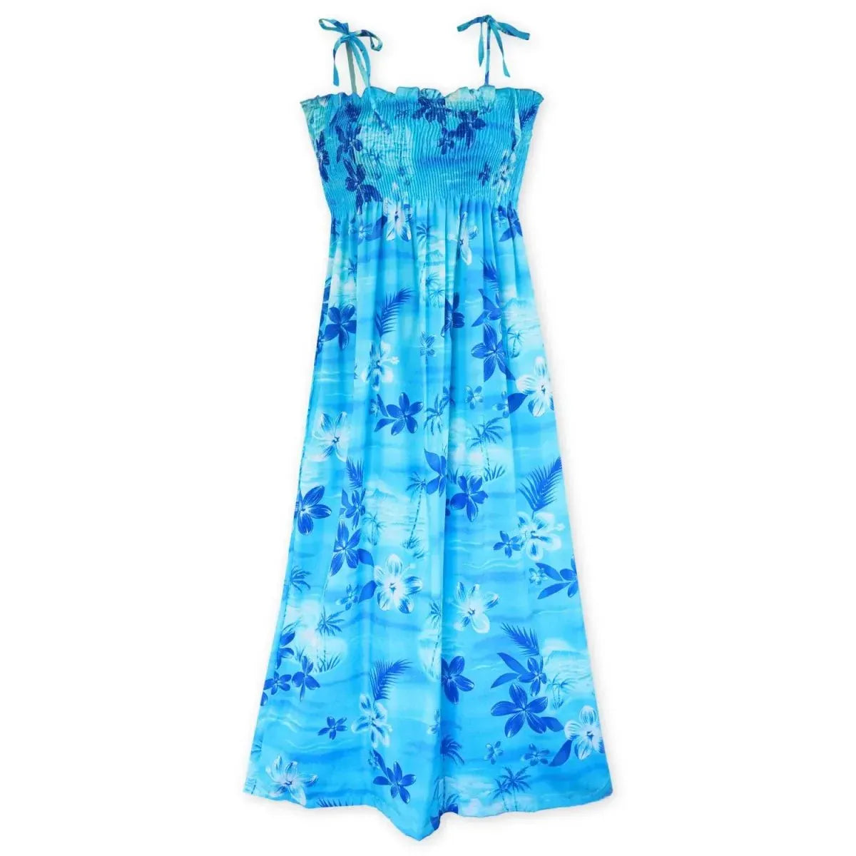 aurora blue hawaiian maxi dress