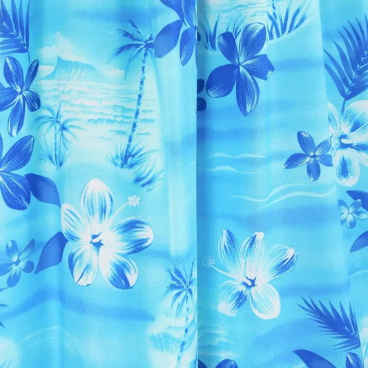 Aurora blue hawaiian rayon fabric - alohaz