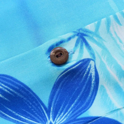 Aurora blue hawaiian rayon shirt - alohaz