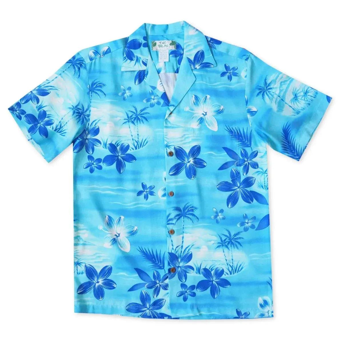 Aurora blue hawaiian rayon shirt - alohaz