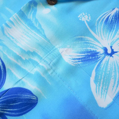 Aurora blue hawaiian rayon shirt - alohaz