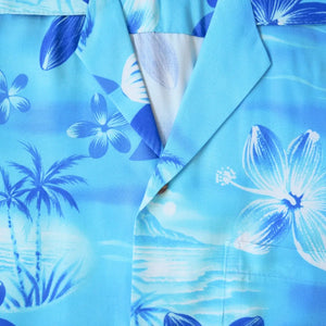 Aurora blue hawaiian rayon shirt