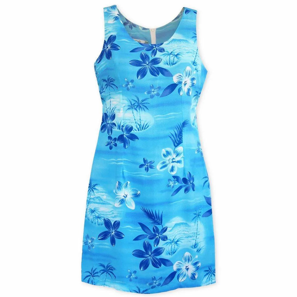 Aurora blue hawaiian tank dress