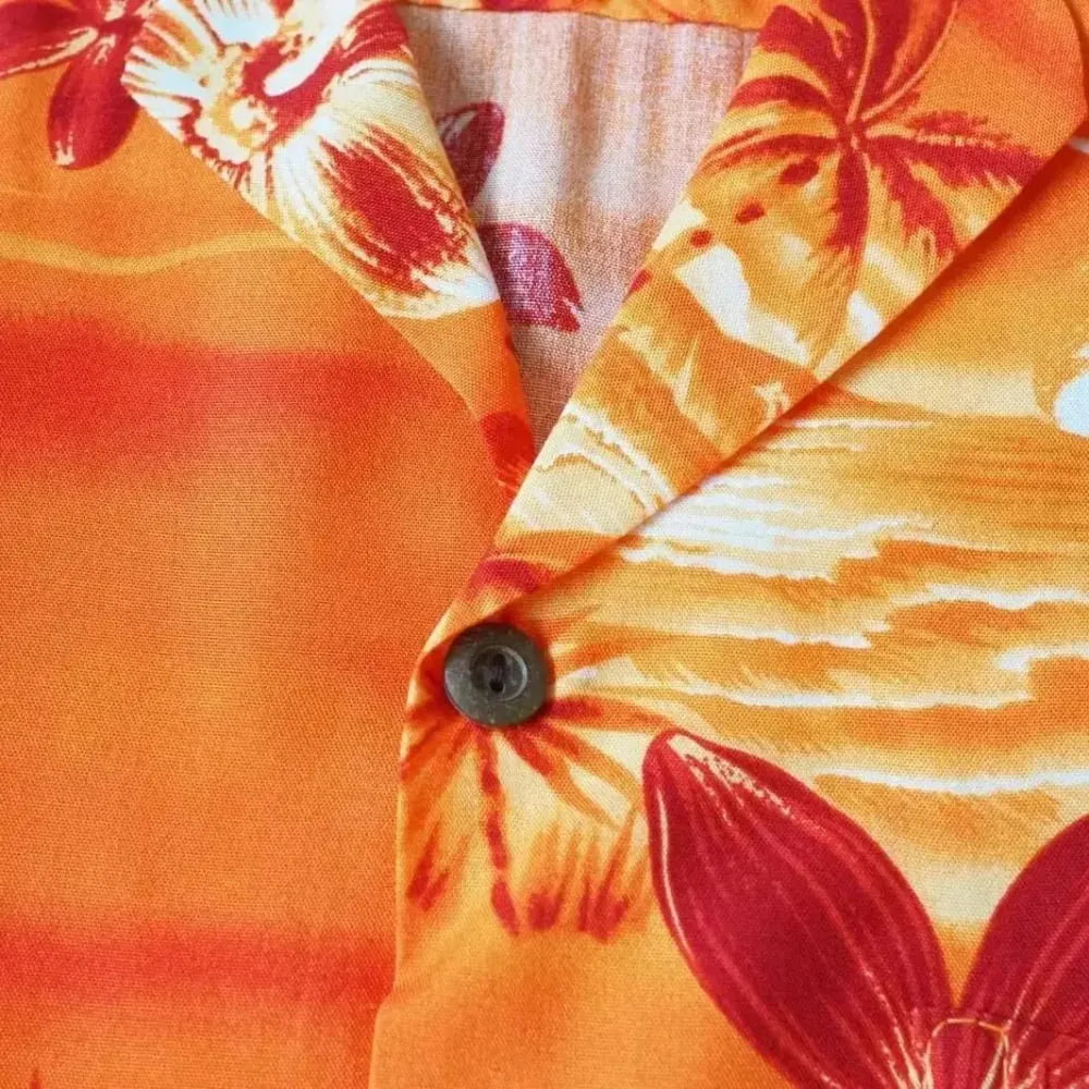 Aurora orange hawaiian boy shirt - alohaz