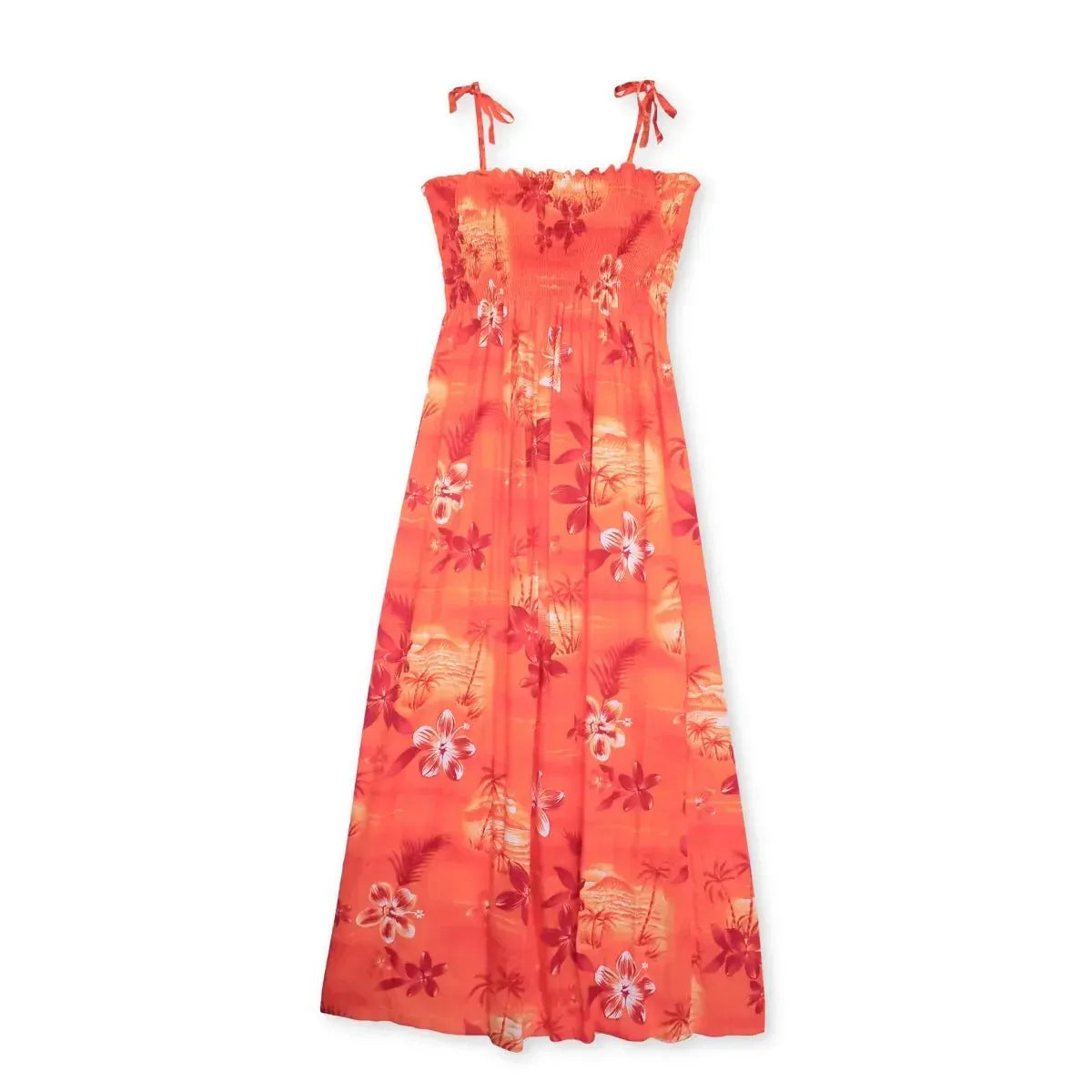 Aurora orange hawaiian maxi dress - alohaz