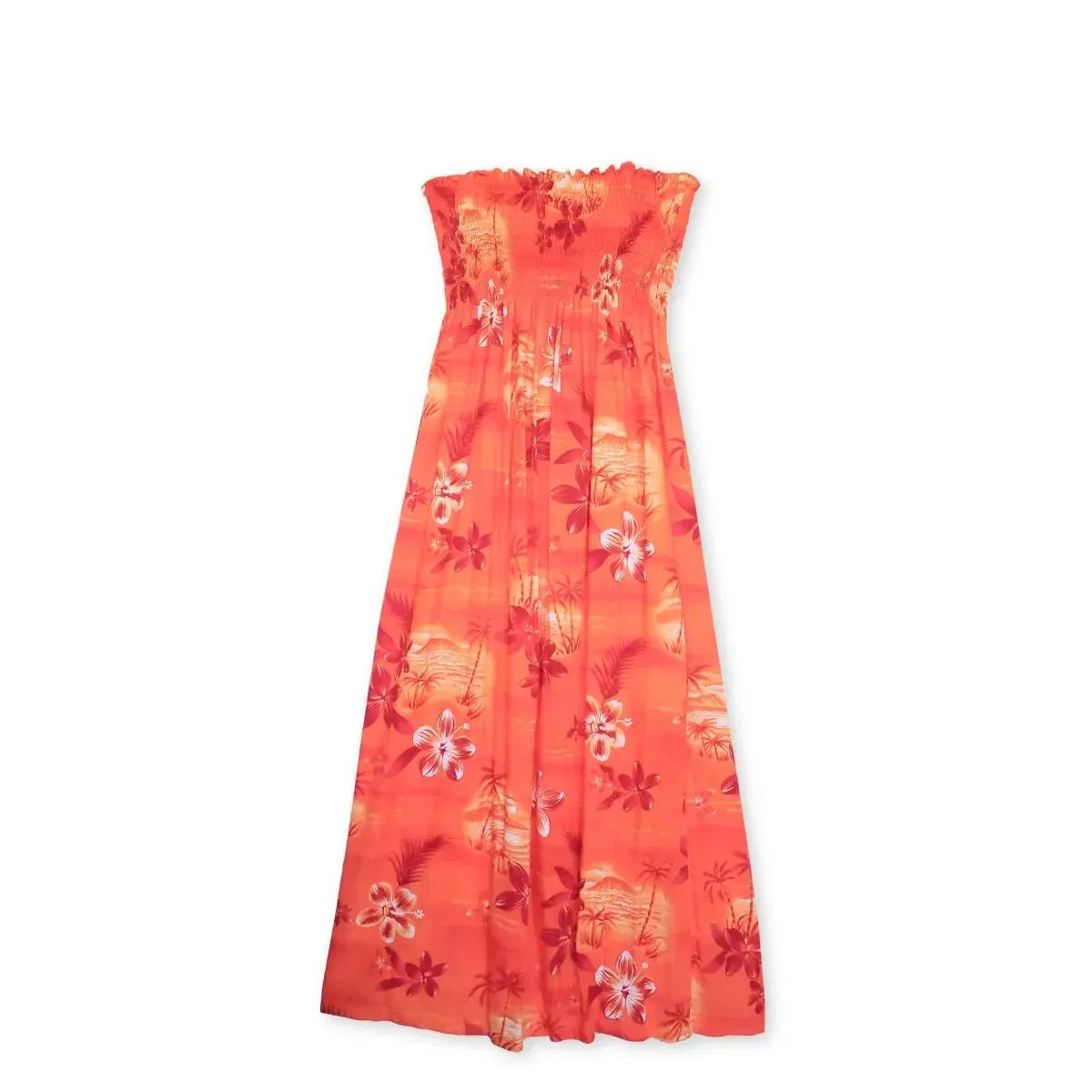 Aurora orange hawaiian maxi dress - alohaz