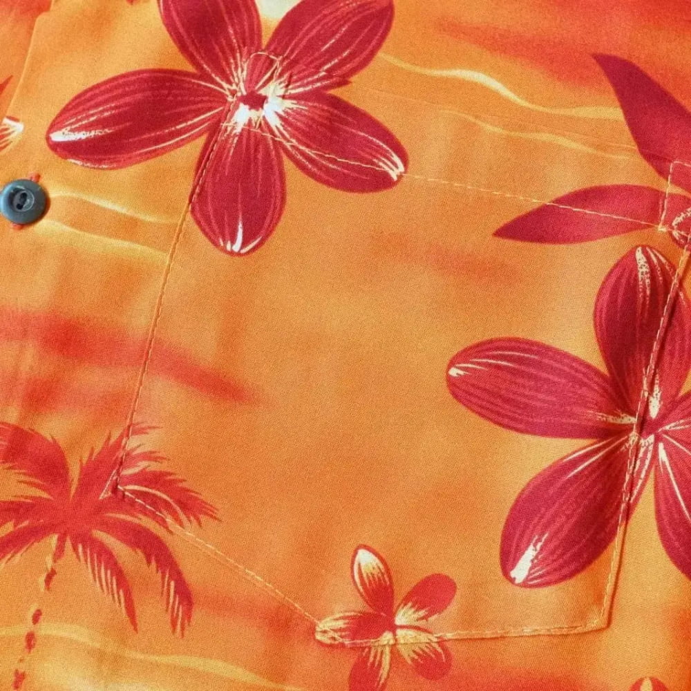 Aurora orange hawaiian rayon fabric