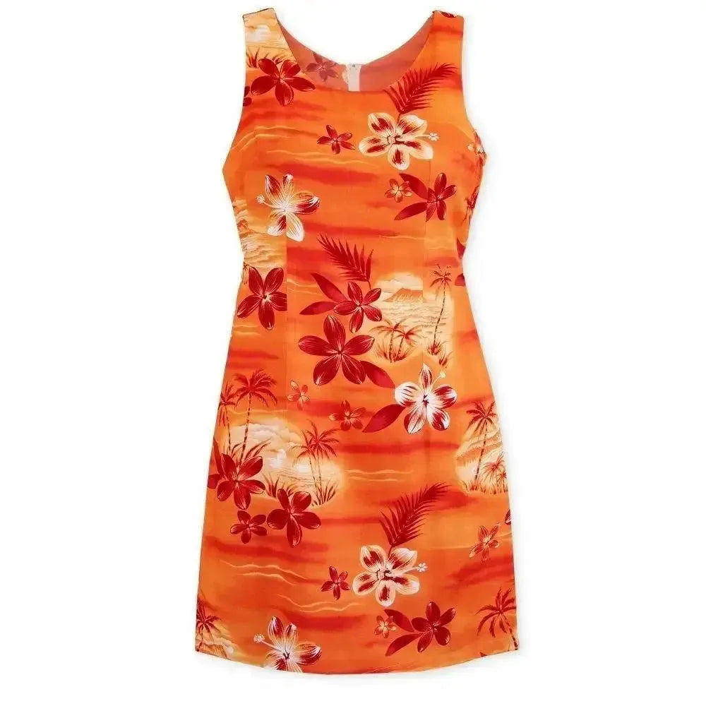 Aurora orange hawaiian tank dress - alohaz
