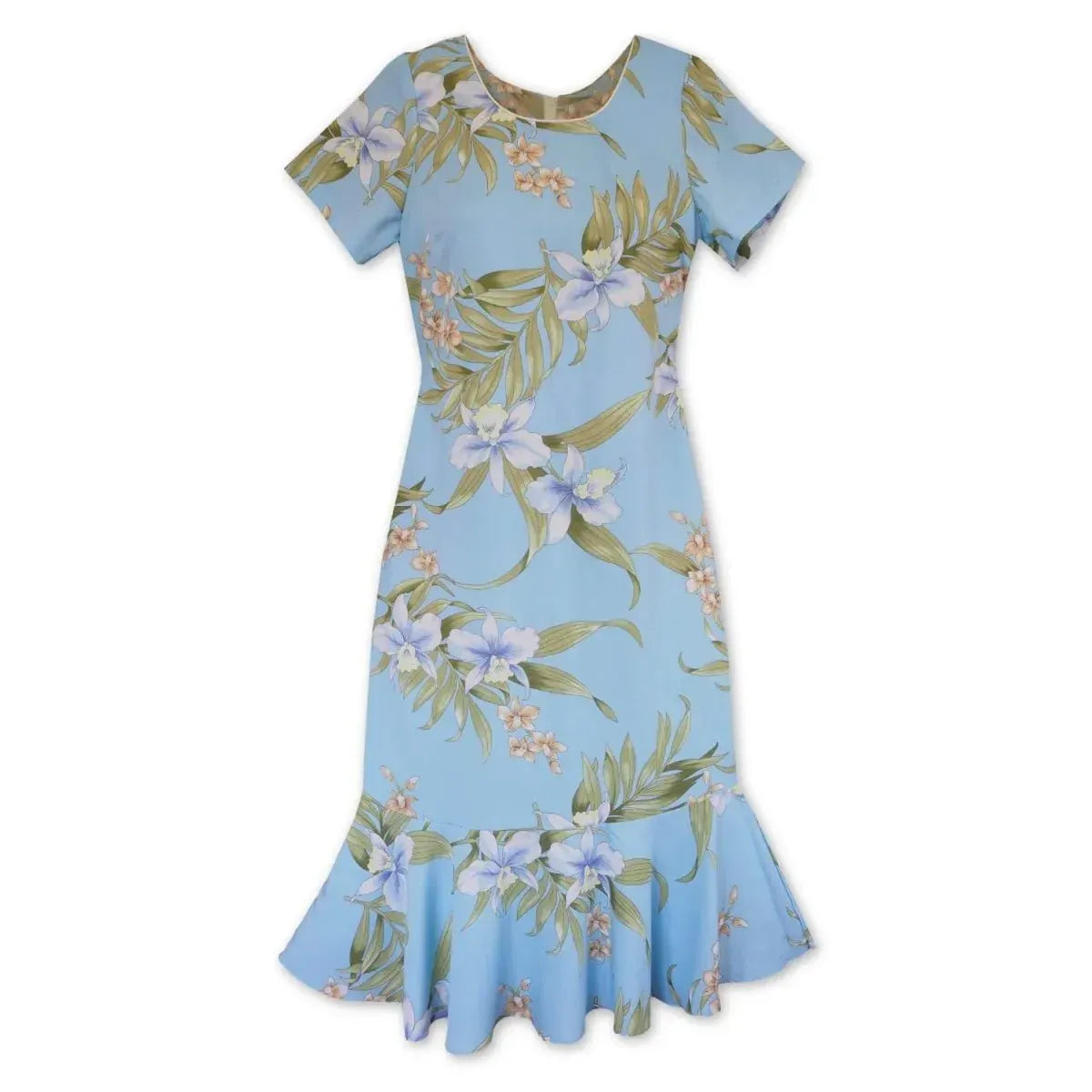 Bamboo orchid baby blue hawaiian laka dress - alohaz