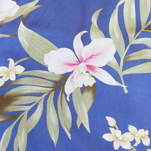 Bamboo orchid blue hawaiian lady blouse