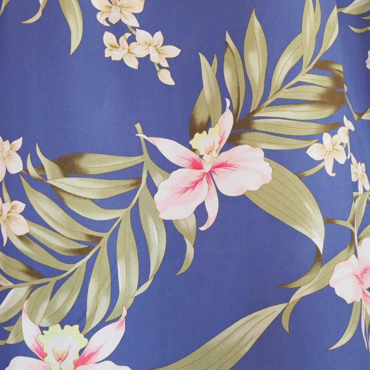 Bamboo orchid blue hawaiian rayon fabric