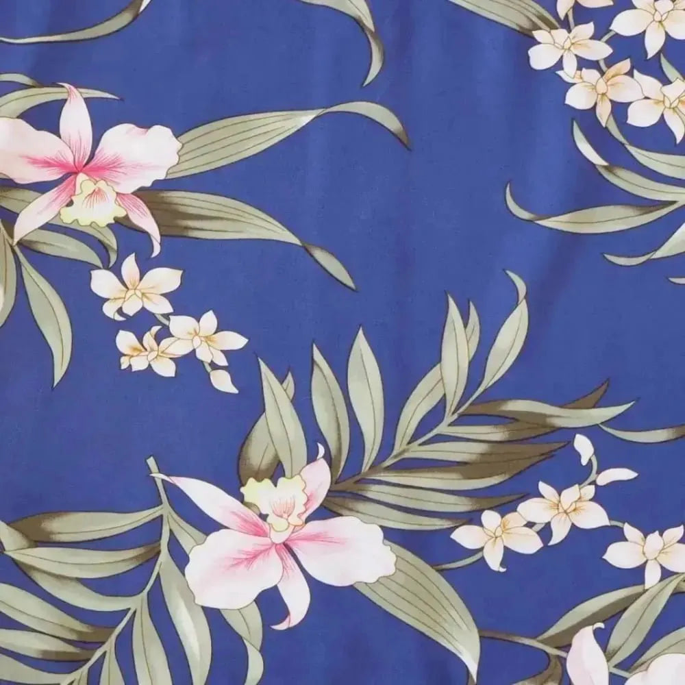 Bamboo orchid blue hawaiian rayon shirt - alohaz