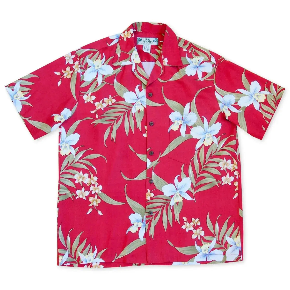 Bamboo orchid red hawaiian rayon shirt - alohaz