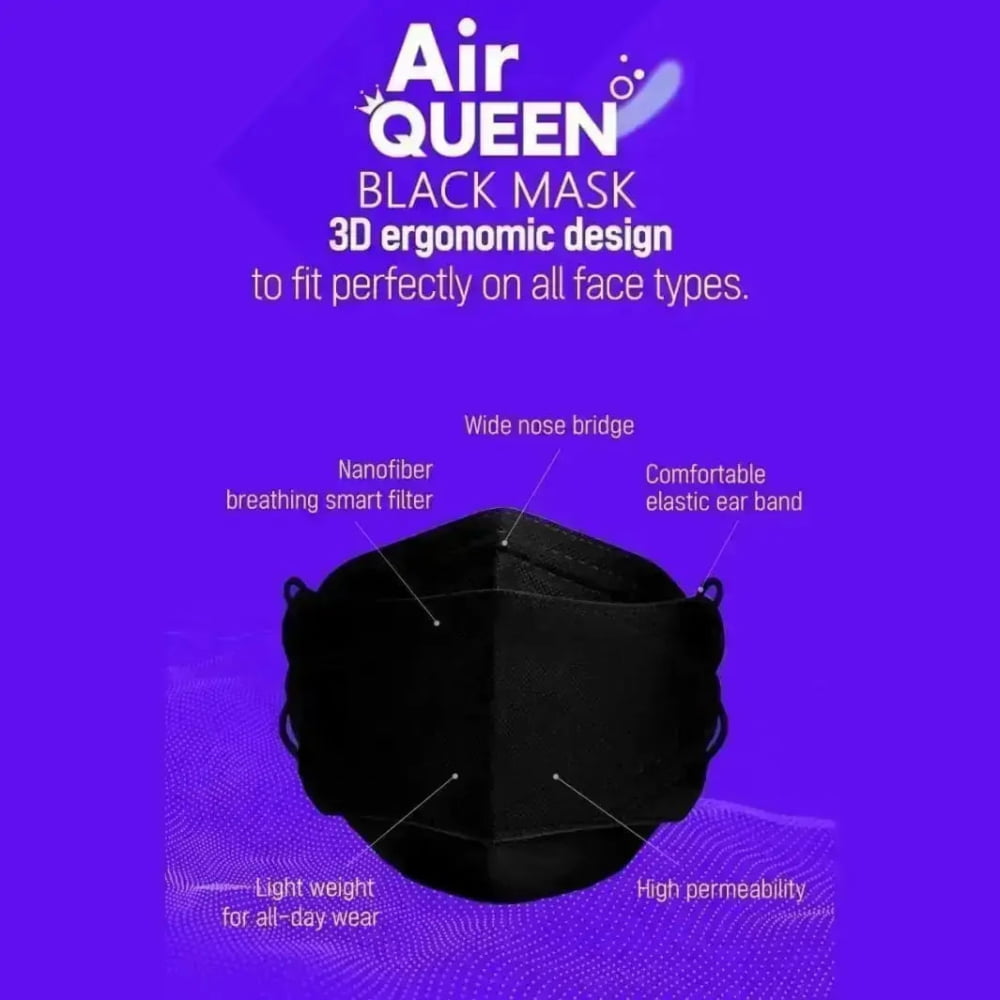 Black airqueen nano face masks