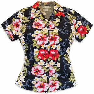 Black mist hawaiian lady blouse