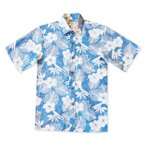 Blue moonlight reverse print hawaiian cotton shirt