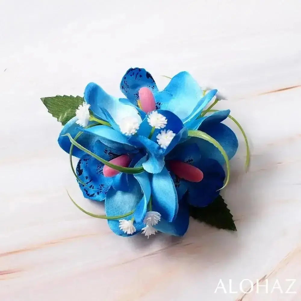 Blue orchid wonder hawaiian flower hair clip
