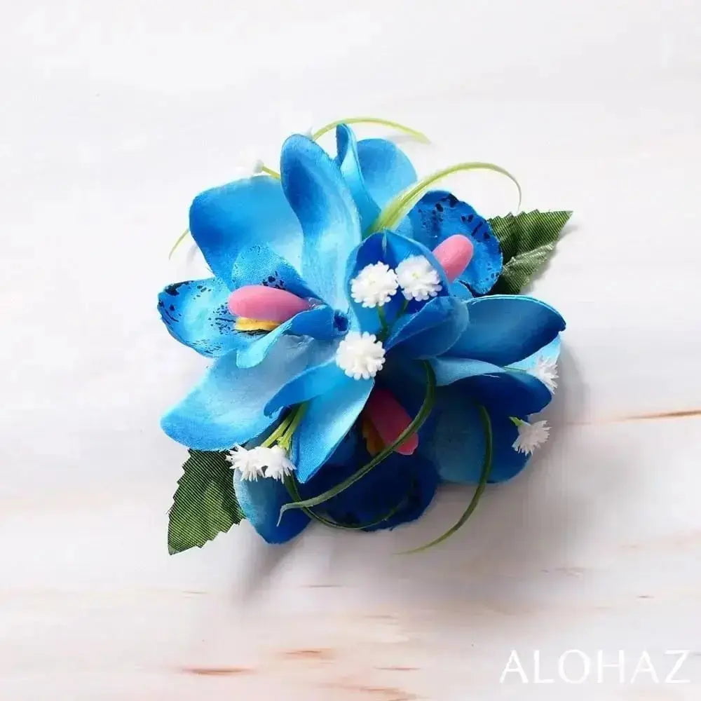 Blue orchid wonder hawaiian flower hair clip