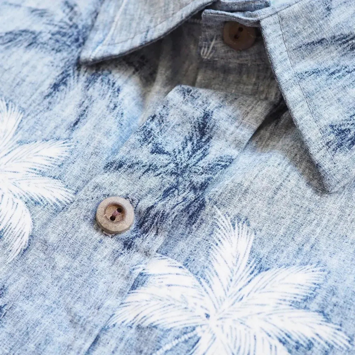 Blue palm beach reverse print hawaiian cotton shirt - alohaz
