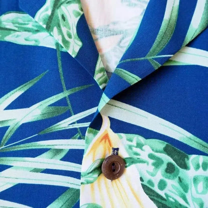 Calla blue hawaiian rayon shirt - alohaz